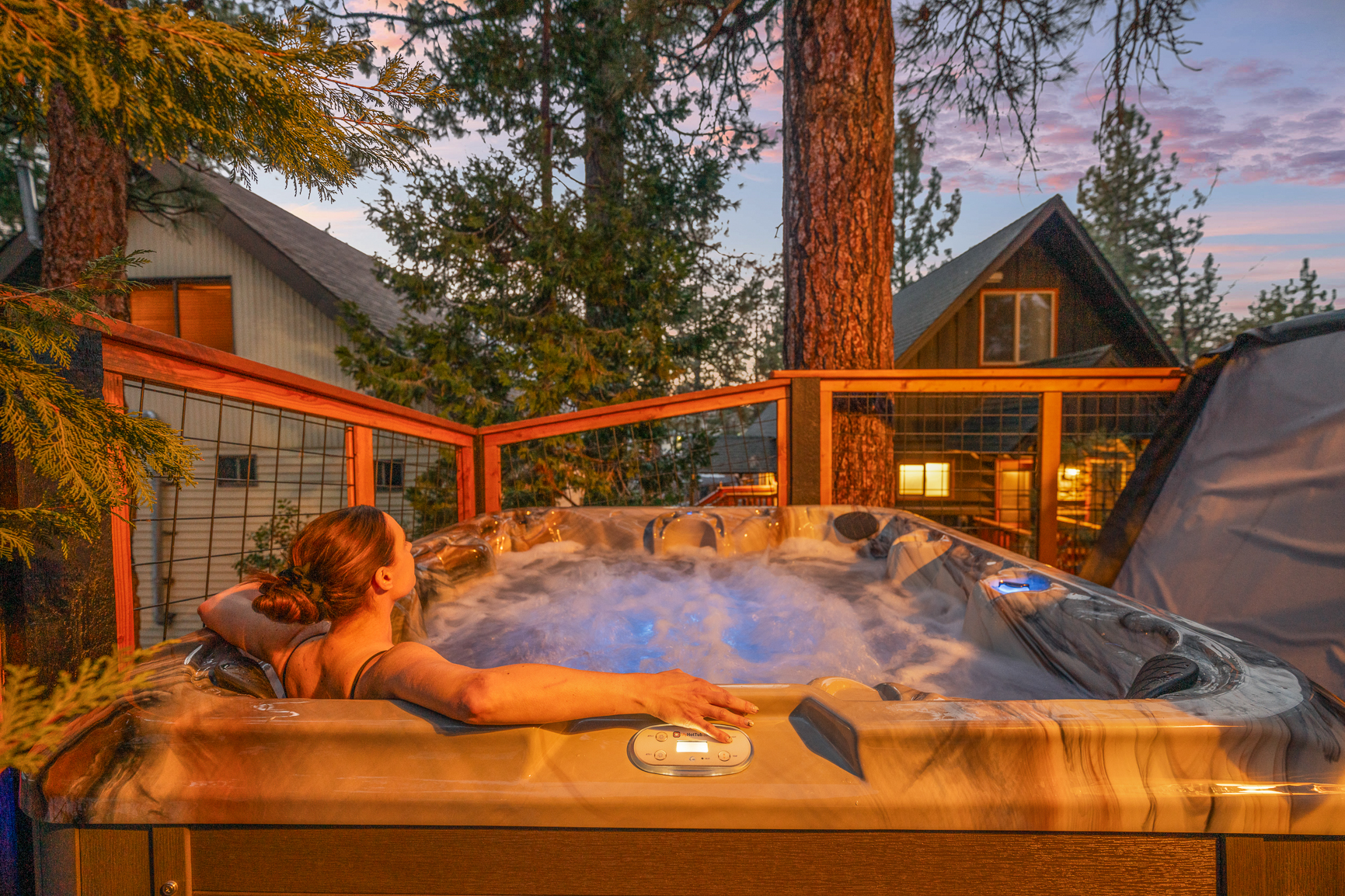 Private spa at dusk
